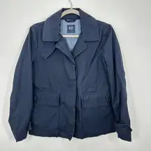 GAP Navy Blue Utility Barn Jacket Womens Size Medium Classic Button Front Casual