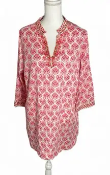 Foxcroft Pink and White Patterned Blouse