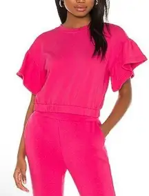 ALICE + OLIVIA Joline Ruffle Sleeve Sweatshirt in Wild Pink Snall