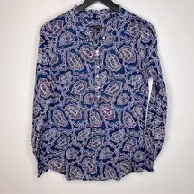 Talbot’s Lightweight Blue Paisley Floral Pullover Long Sleeve Top Size‎ M NWT