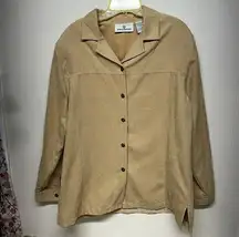 Erin London Shirt Jacket Size L Tan Suedelike Cloth Super Soft