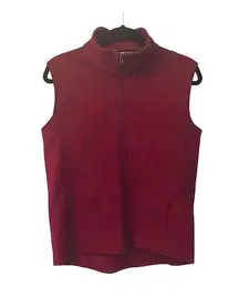 Woolrich fleece vest M Merlot Wine Maroon color zip up, pockets burgundy