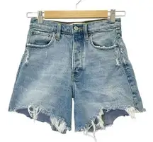 Abercrombie & Fitch  High Waist Dad Shorts Medium Wash Distressed Size 24 | 00