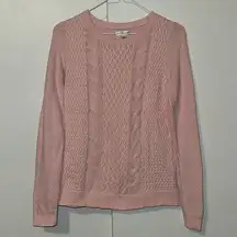 Croft & Barrow Light Pink Cable Knit Sweater 100% Cotton Women’s S Small