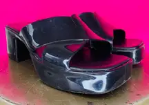 Jeffrey Campbell Bubblegum Black Jelly Rubber Platform Slip-On Sandal Sz 7