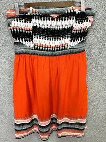 Vtg Y2K Mini Dress Silence‎ & Noise Womens Large Aztec Strapless Geometric Boho