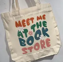 Canvas travel bag tote Meet me at the book store reusable NEW