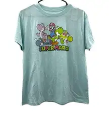 Nintendo Super Mario Yoshi's World Light Blue Short Sleeve Tee Shirt Size M