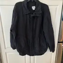 SCNY men’s jacket vintage black  100% silk long sleeve zip‎ up front size M