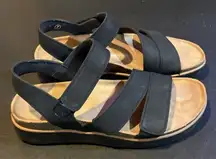 Skechers Womens Size 7 Lifted Comfort‎ Black Slingback Sandals Hook Loop Beach