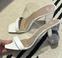 Nordstrom BP Nola Sandal White with Clear Heel Size 11