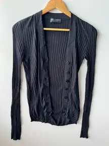 Dolce & Gabbana‎ Virgin Wool Black Ribbed Knit Cardigan Sweater Size: US 6