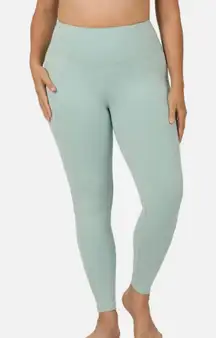Women's Zenana Plus Size Wide Waistband Full Length Leggings Mint Green 3X