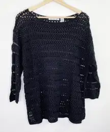 Eight Eight Eight Black Long Sleeve Knit Cotton Sweater Women's Size Large L