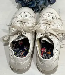 Christian Lacroix White‎ Leather Sneakers Perforated Detail Women's