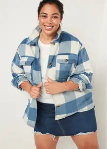Old‎ Navy Womens Plaid Soft-Brushed Utility Flannel Shacket Shirt Jacket Size 3X