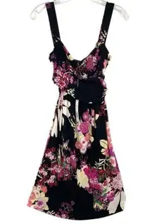 Elie Tahari Black Silk Floral Wrap Camden Dress New