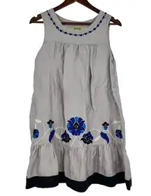 Anthropologie Floreat salt on sea shirt dress Gray Ruffle Embroider Silk medium