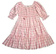 NWT Ivy City Co Mia Midi in Pink White Gingham Plaid Smocked Cotton Dress 3X