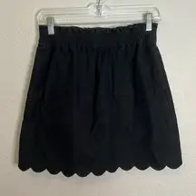 JCrew Factory Linen/Cotton Blend Scalloped Mini Skirt Black Size 2