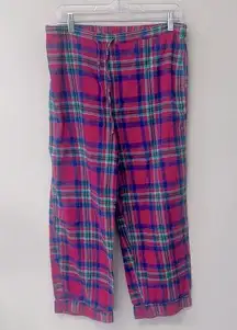 Talbots Women's Pajama Pants Pink Plaid Medium soft flannel Elasticic Waist