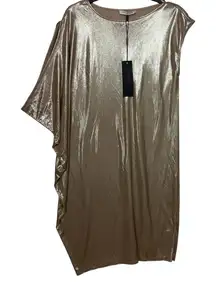HALSTON Heritage $225 gold metallic short dress‎ M