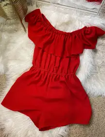 Red Strapless Romper