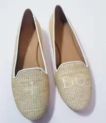 Jack Rogers Raffia Woven Loafers Flat Shoes Bride Wife "I Do" Embroidery