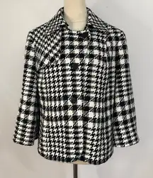 East 5th Blazer Coat Jacket Houndstooth‎ Black White Womens Size Large Preppy