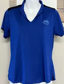 Bermuda Sands Cobalt Blue V-Neck Women’s Short Sleeve Wick Away Golf Shirt-Small
