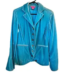 SUNNY LEIGH SUPER SOFT TEAL VELVET JACKET‎ SIZE 6 Vintage