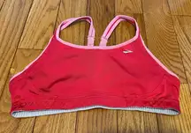 Women's Brooks Pink White‎ Racer Back Adjustable Strap Sports Bra Size Large