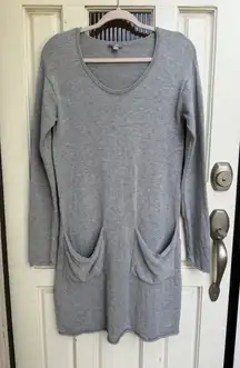 J Jill Gray Knit Wool Blend Sweater Dress Long Sleeve Pockets Casual Size XS