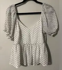 Dee Elly Polka Dot Peplum Top