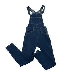 Levi's Skinny Leg Utility Bib Overalls Side Zipper Stretch Denim Dark Wash sz 25