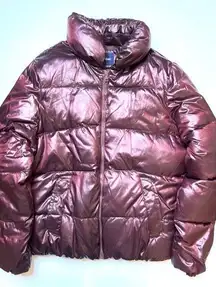 Gap Shiny Wine Puffer Zip-up Jacket Sz XXL Women