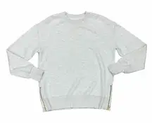 Varley DoubleSoft Light Gray Crewneck Sweater with Zipper Details