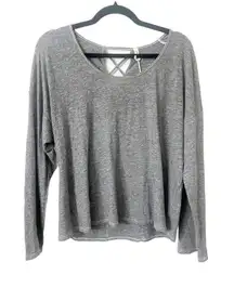 Lanston Revolve Gray Cutout Back Long Sleeve‎ Shirt