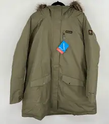 Columbia Womens Insulated Hooded Parka Jacket Faux Fur Trim Green 2X