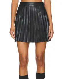 Black Faux Leather Pleated Mini Skirt Size 6
