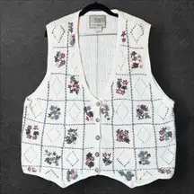 Vintage Floral Cottage Patchwork Sweater Vest Size 18/20 Holiday Country Farm