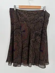 Chaps Womens Dark Paisley Skirt Size L Whimsigoth Grunge Fall Y2K Ruffle Fairy