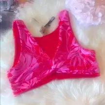 Victorias Secret Red Floral Large Triangle Wide Strap Swim Top Beach VS Ultimate