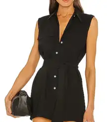 Amanda Uprichard Edith Black Collared button up romper XS