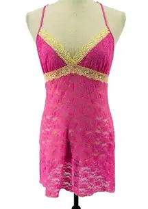 Cosmopolitan Sexy Lingerie Chemise Bubble Gum Pink Lace Womens Size Small