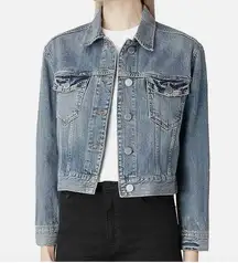 AllSaints Crop Jacket Indigo Denim Jacket WE040E Size 2