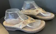 Natural Soul By Naturalizer Womens 8 M  Tan Rhinestone Thong‎ Sandals Slip Ons