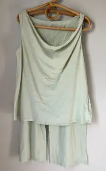 Eileen Fisher Sleepwear by Garnet Hill Light Green Pajama Set Women's Small