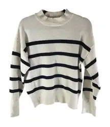 Double Zero Striped Crewneck Sweater Oversized Ivory Black S