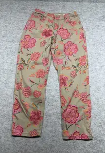Jones New York‎ Jeans Pants Womens 8 Beige Pink Floral Soho Ankle Casual Stretch